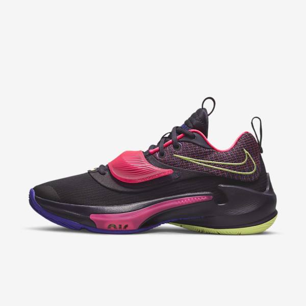 Men\'s Nike Zoom Freak 3 Basketball Shoes Purple / Pink / Purple / Light Lemon | NK901ABN