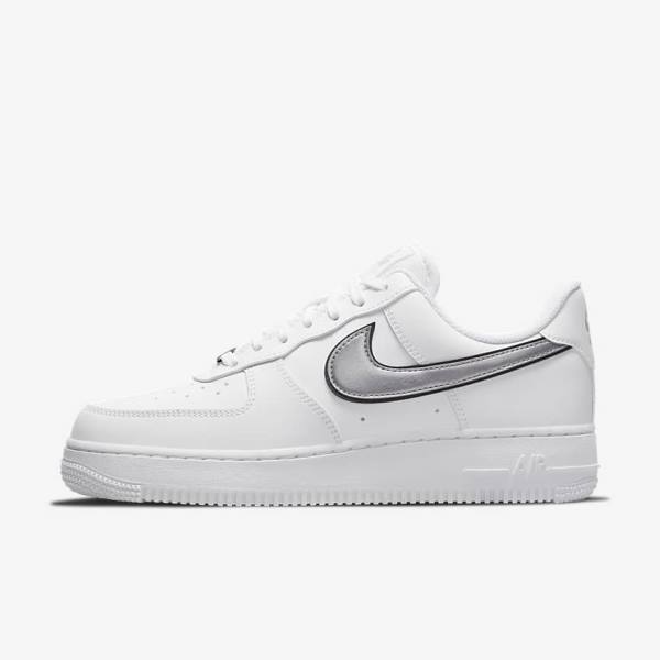 Women\'s Nike Air Force 1 07 Essential Sneakers White / Black / Metal Silver | NK596EXK