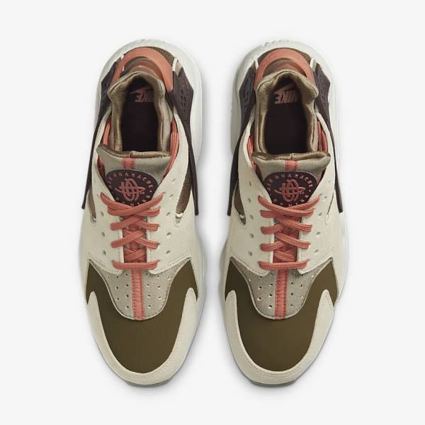 Women's Nike Air Huarache SP Sneakers Khaki / Burgundy | NK195PGA