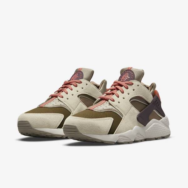 Women's Nike Air Huarache SP Sneakers Khaki / Burgundy | NK195PGA