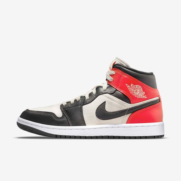 Women\'s Nike Air Jordan 1 Mid SE Sneakers Light Brown / Light Red / White | NK130HBC