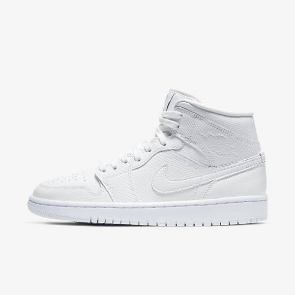 Women\'s Nike Air Jordan 1 Mid Sneakers White | NK598ENL