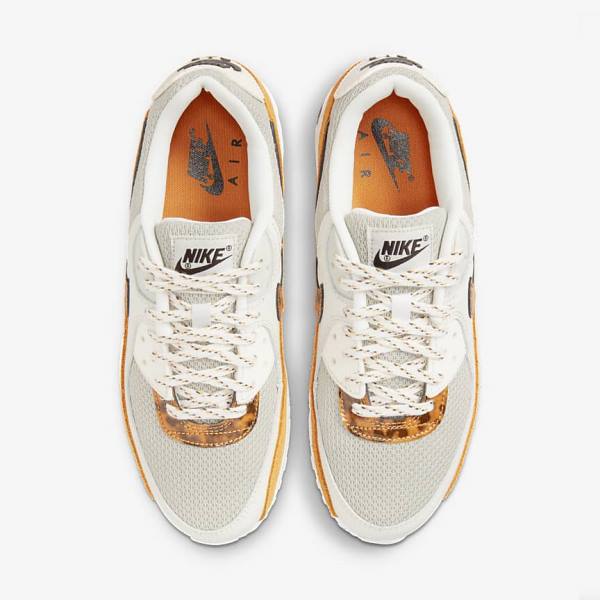 Women's Nike Air Max 90 Sneakers Brown / Light Beige / Yellow | NK409AJV