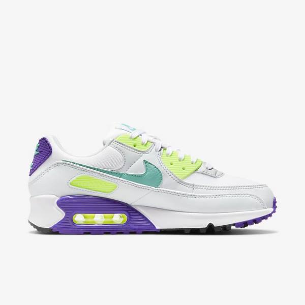 Women's Nike Air Max 90 Sneakers White / Platinum / Turquoise | NK148NYU