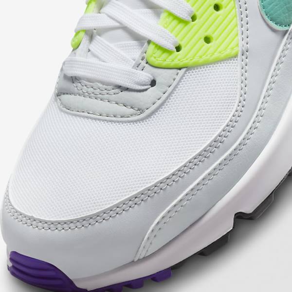 Women's Nike Air Max 90 Sneakers White / Platinum / Turquoise | NK148NYU