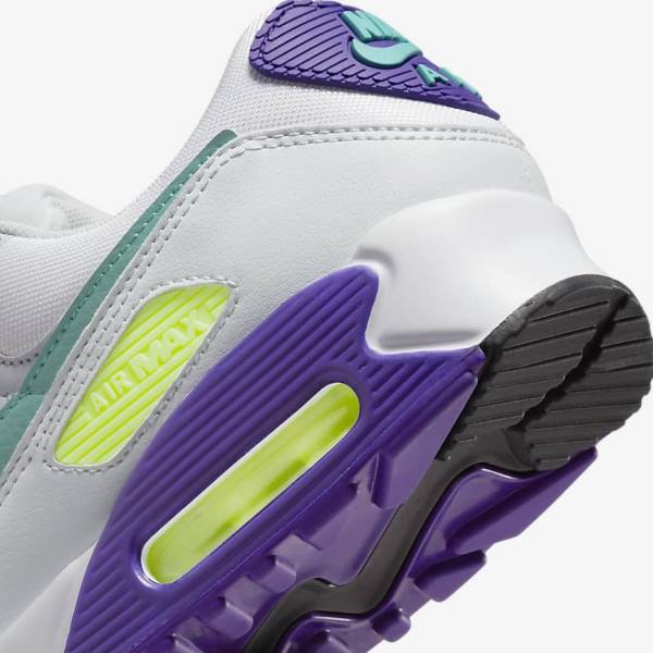 Women's Nike Air Max 90 Sneakers White / Platinum / Turquoise | NK148NYU