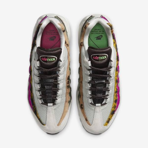 Women's Nike Air Max 95 Premium Sneakers Light Beige / Brown / Olive Grey / White | NK284SYF