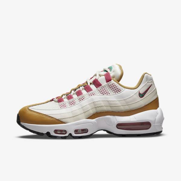 Women\'s Nike Air Max 95 Sneakers White / Brown / Green | NK850EUM