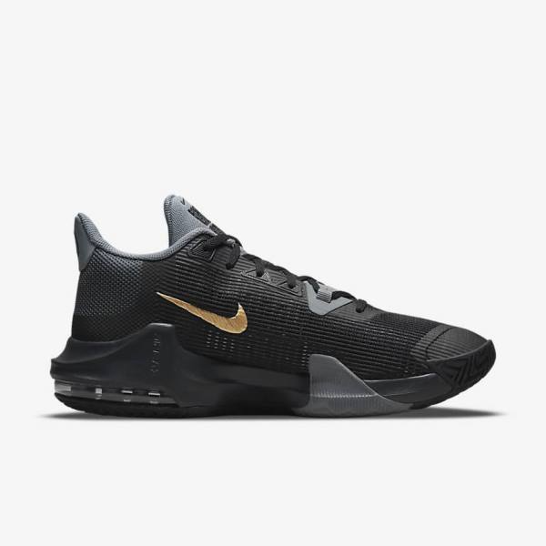 Women's Nike Air Max Impact 3 Basketball Shoes Black / Grey / Dark Grey / Metal Gold | NK510RJY