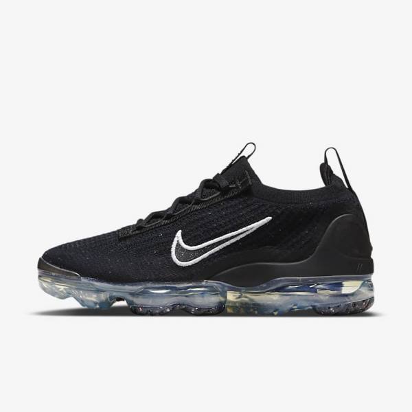 Women\'s Nike Air VaporMax 2021 FK Sneakers Black / Metal Silver / White | NK215ZPU