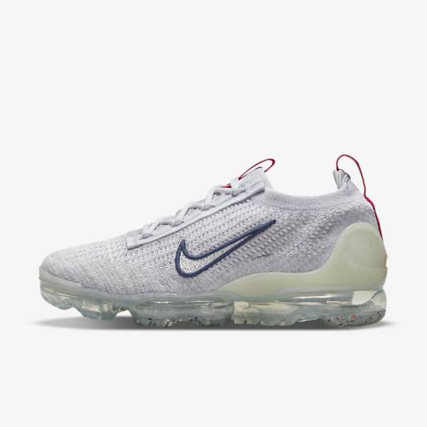 Women\'s Nike Air VaporMax 2021 Flyknit Sneakers Navy / White | NK693JEO