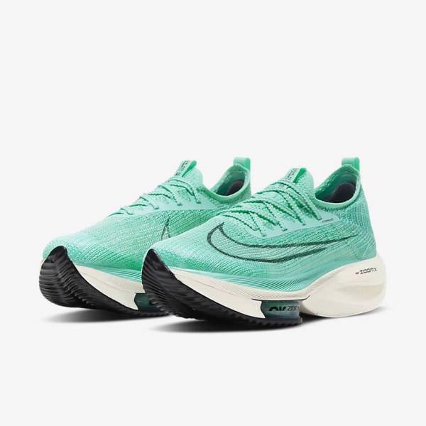 Women's Nike Air Zoom Alphafly NEXT% Flyknit Road Racing Running Shoes Turquoise / Black / Light Turquoise / White | NK148OMR