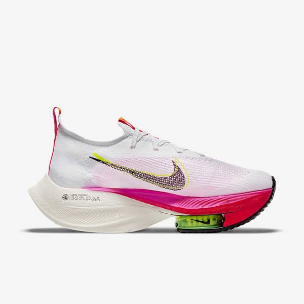 Women's Nike Air Zoom Alphafly NEXT% Flyknit Road Racing Running Shoes White / Black / Black | NK149JXH