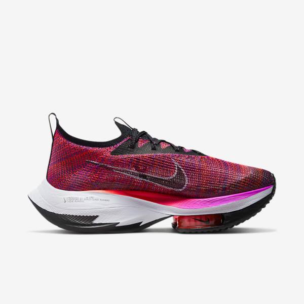 Women's Nike Air Zoom Alphafly NEXT% Flyknit Road Racing Running Shoes Purple / Red / Black / Black | NK937BVO