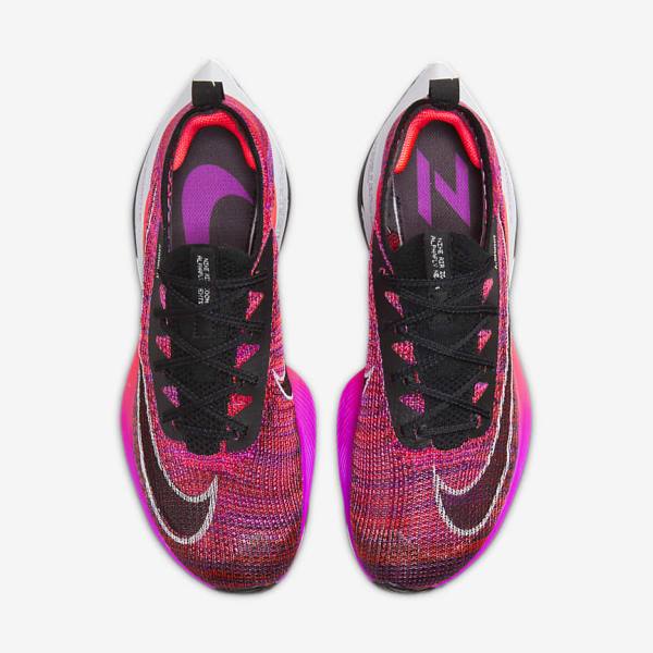 Women's Nike Air Zoom Alphafly NEXT% Flyknit Road Racing Running Shoes Purple / Red / Black / Black | NK937BVO