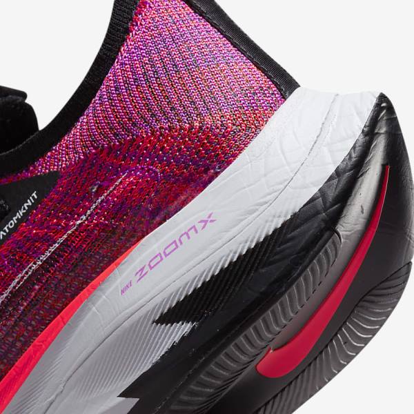 Women's Nike Air Zoom Alphafly NEXT% Flyknit Road Racing Running Shoes Purple / Red / Black / Black | NK937BVO