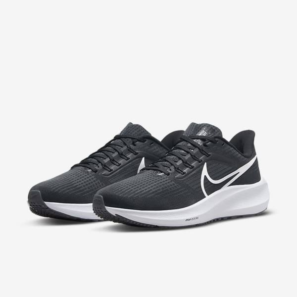 Women's Nike Air Zoom Pegasus 39 Road Running Shoes Black / Dark Grey / White | NK805STD