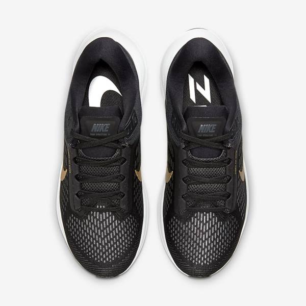 Women's Nike Air Zoom Structure 24 Road Running Shoes Black / Dark Grey / Metal Gold | NK084BPX