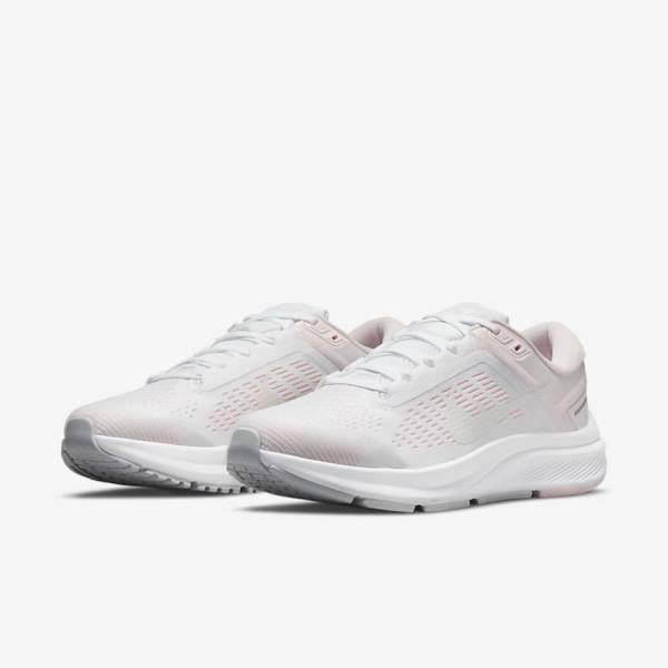 Women's Nike Air Zoom Structure 24 Road Running Shoes White / Light Pink / Grey / Green | NK752ZHU