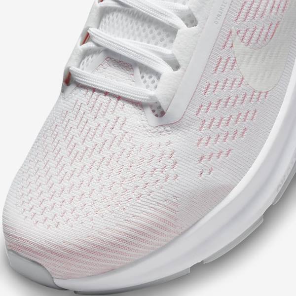 Women's Nike Air Zoom Structure 24 Road Running Shoes White / Light Pink / Grey / Green | NK752ZHU