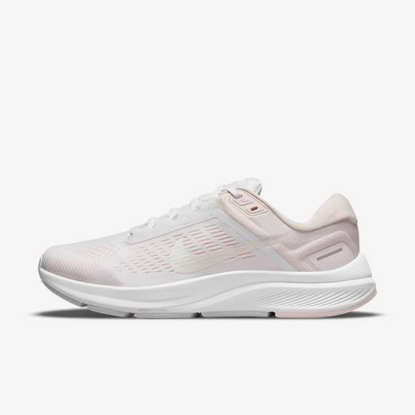 Women\'s Nike Air Zoom Structure 24 Road Running Shoes White / Light Pink / Grey / Green | NK752ZHU