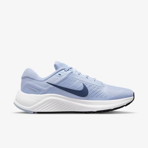 Women's Nike Air Zoom Structure 24 Road Running Shoes Light Blue / White / Navy / Navy | NK812DQL