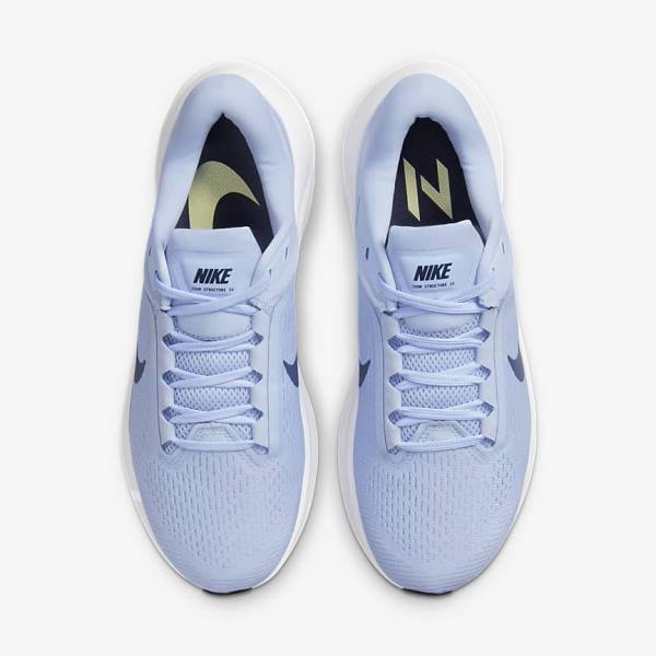 Women's Nike Air Zoom Structure 24 Road Running Shoes Light Blue / White / Navy / Navy | NK812DQL