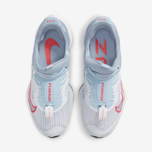 Women's Nike Air Zoom Tempo NEXT% FlyEase Easy On-Off Road Running Shoes Light Blue / Platinum / White / Red | NK639VKF