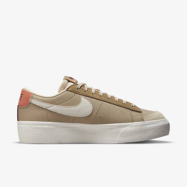 Women's Nike Blazer Low Platform SP Sneakers Khaki / Light Beige | NK784QJS