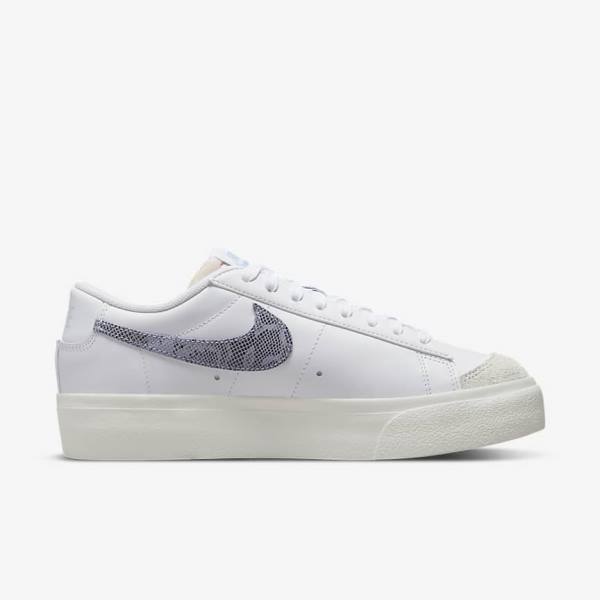 Women's Nike Blazer Low Platform Sneakers White / Light Blue | NK041JWU