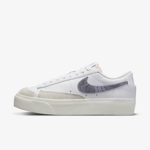 Women\'s Nike Blazer Low Platform Sneakers White / Light Blue | NK041JWU