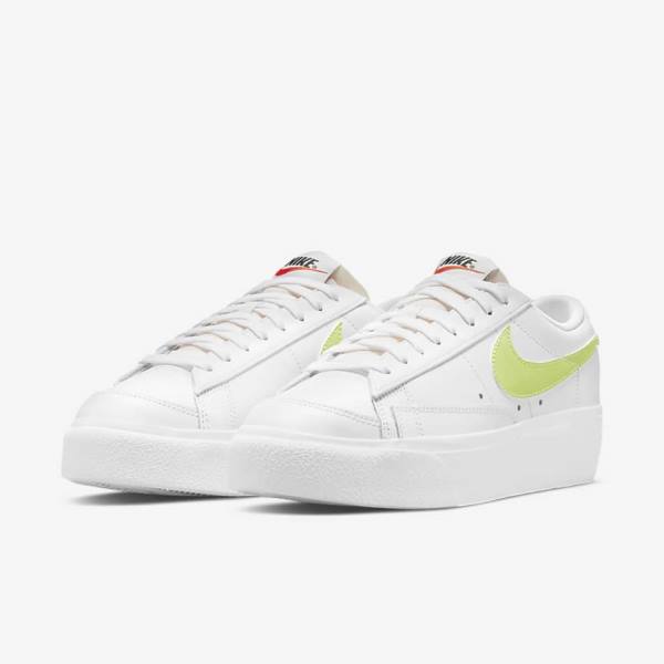 Women's Nike Blazer Low Platform Sneakers White / Black / Light Lemon | NK204LXV