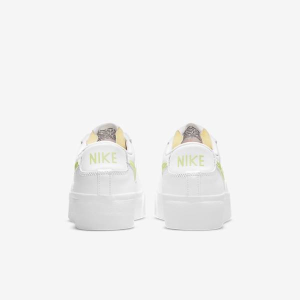 Women's Nike Blazer Low Platform Sneakers White / Black / Light Lemon | NK204LXV