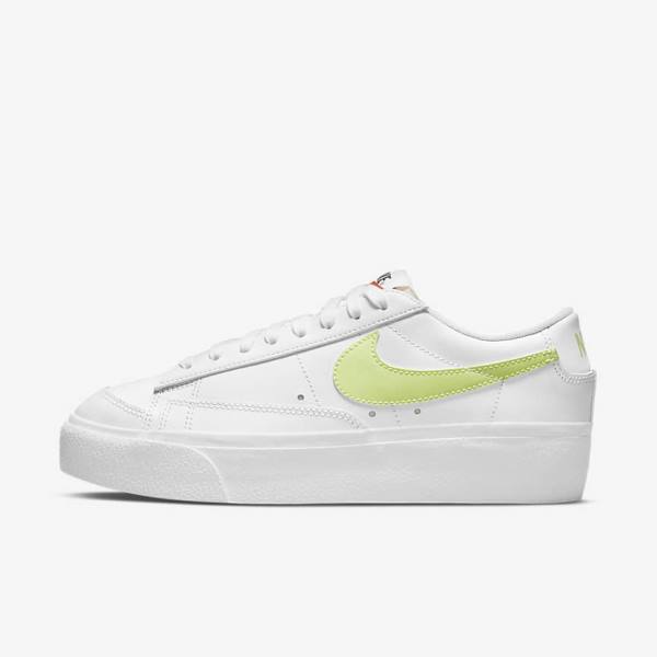 Women\'s Nike Blazer Low Platform Sneakers White / Black / Light Lemon | NK204LXV