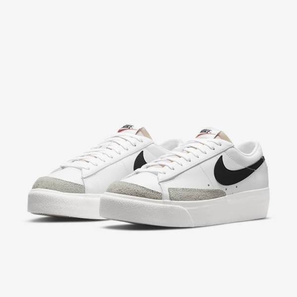 Women's Nike Blazer Low Platform Sneakers White | NK480RHC