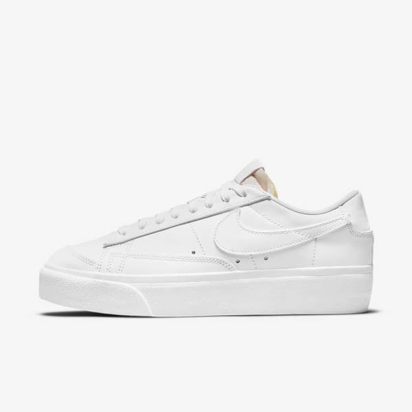 Women\'s Nike Blazer Low Platform Sneakers White | NK483HCN