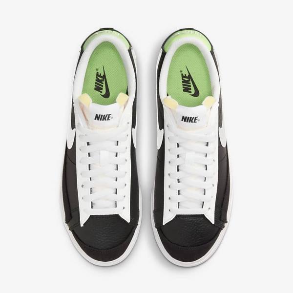 Women's Nike Blazer Platform Sneakers Black / White / Green / Metal Silver | NK015QDB