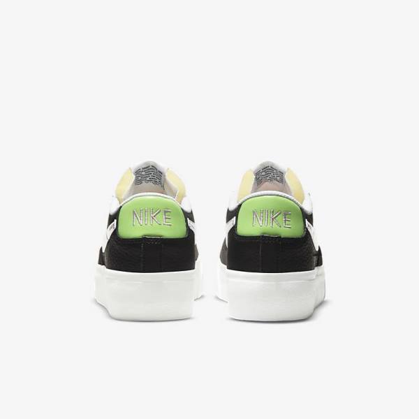 Women's Nike Blazer Platform Sneakers Black / White / Green / Metal Silver | NK015QDB