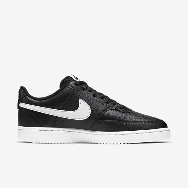 Women's Nike Court Vision Low Sneakers Black / White | NK395FON