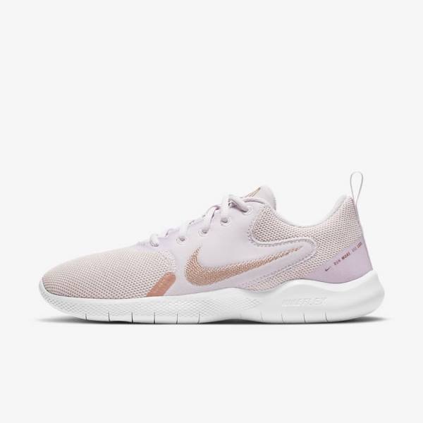 Women\'s Nike Flex Experience Run 10 Road Running Shoes Light Purple / White / Metal Red Brown | NK187GWB