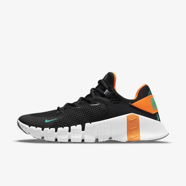 Women\'s Nike Free Metcon 4 Training Shoes Black / Orange / White / Turquoise | NK738TXZ