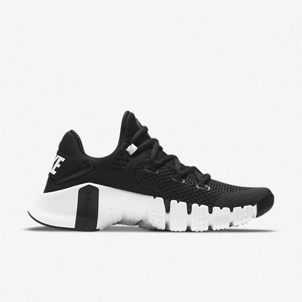 Women's Nike Free Metcon 4 Training Shoes Black / White | NK984MFR