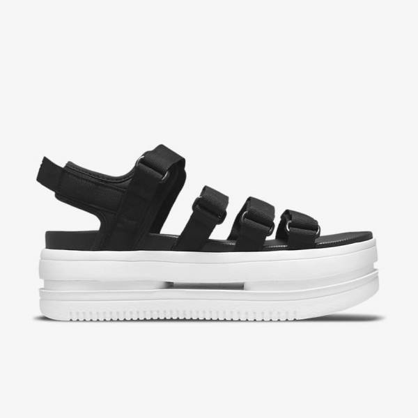 Women's Nike Icon Classic Sandals Black / White | NK768YNM