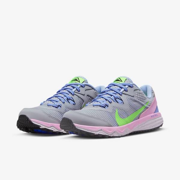 Women's Nike Juniper Trail Trail Running Shoes Grey / Light Blue / Pink / Green | NK729LSW