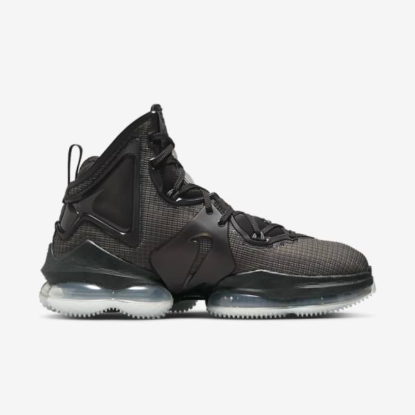 Women's Nike LeBron 19 Basketball Shoes Black / Dark Grey / Green | NK109ODU