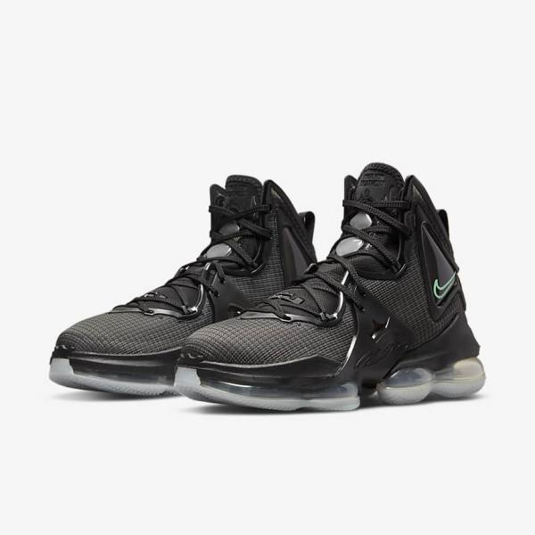 Women's Nike LeBron 19 Basketball Shoes Black / Dark Grey / Green | NK109ODU