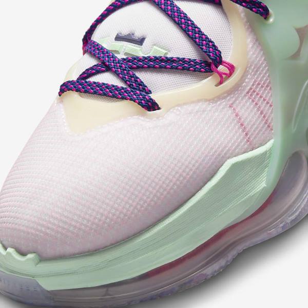 Women's Nike LeBron 19 Basketball Shoes Blue / Light Green / White / Burgundy | NK347WMG