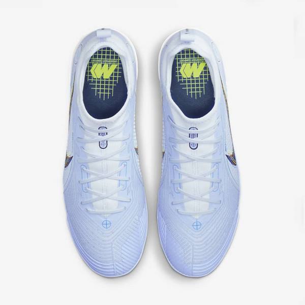 Women's Nike Mercurial Air Zoom Vapor 14 Pro TF Turf Football Shoes Grey / Light Blue / Blue | NK025CXW