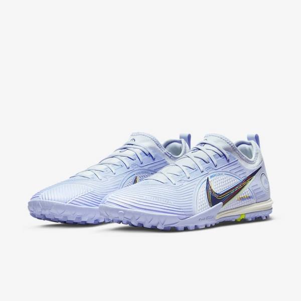 Women's Nike Mercurial Air Zoom Vapor 14 Pro TF Turf Football Shoes Grey / Light Blue / Blue | NK025CXW