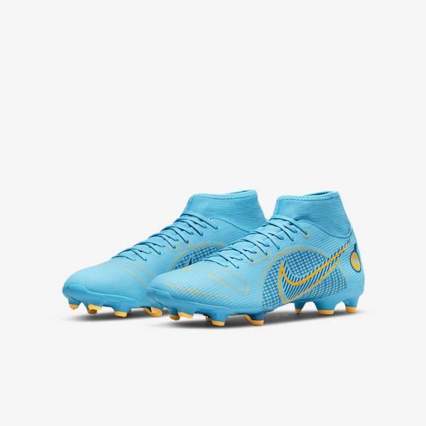 Women's Nike Mercurial Superfly 8 Academy MG Multi-Grounds Football Shoes Blue / Orange | NK324GHI